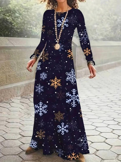 Slimming Temperament Crew Neck Waist-Controlled Long Sleeve Dress