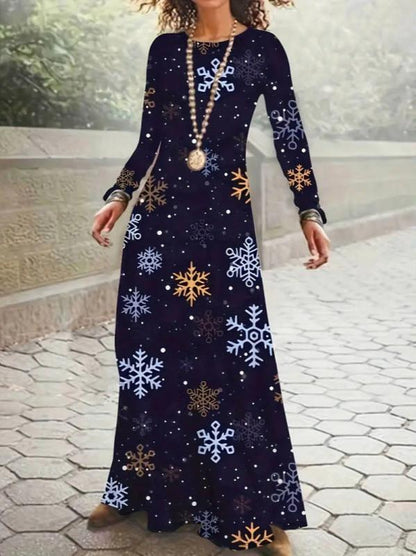 Slimming Temperament Crew Neck Waist-Controlled Long Sleeve Dress