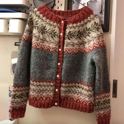 Single-Breasted Ethnic Brocade Cardigan