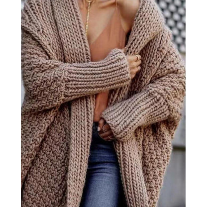 Coffee Long Sleeve Collarless Cardigan