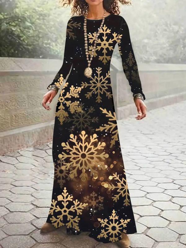 Slimming Temperament Crew Neck Waist-Controlled Long Sleeve Dress