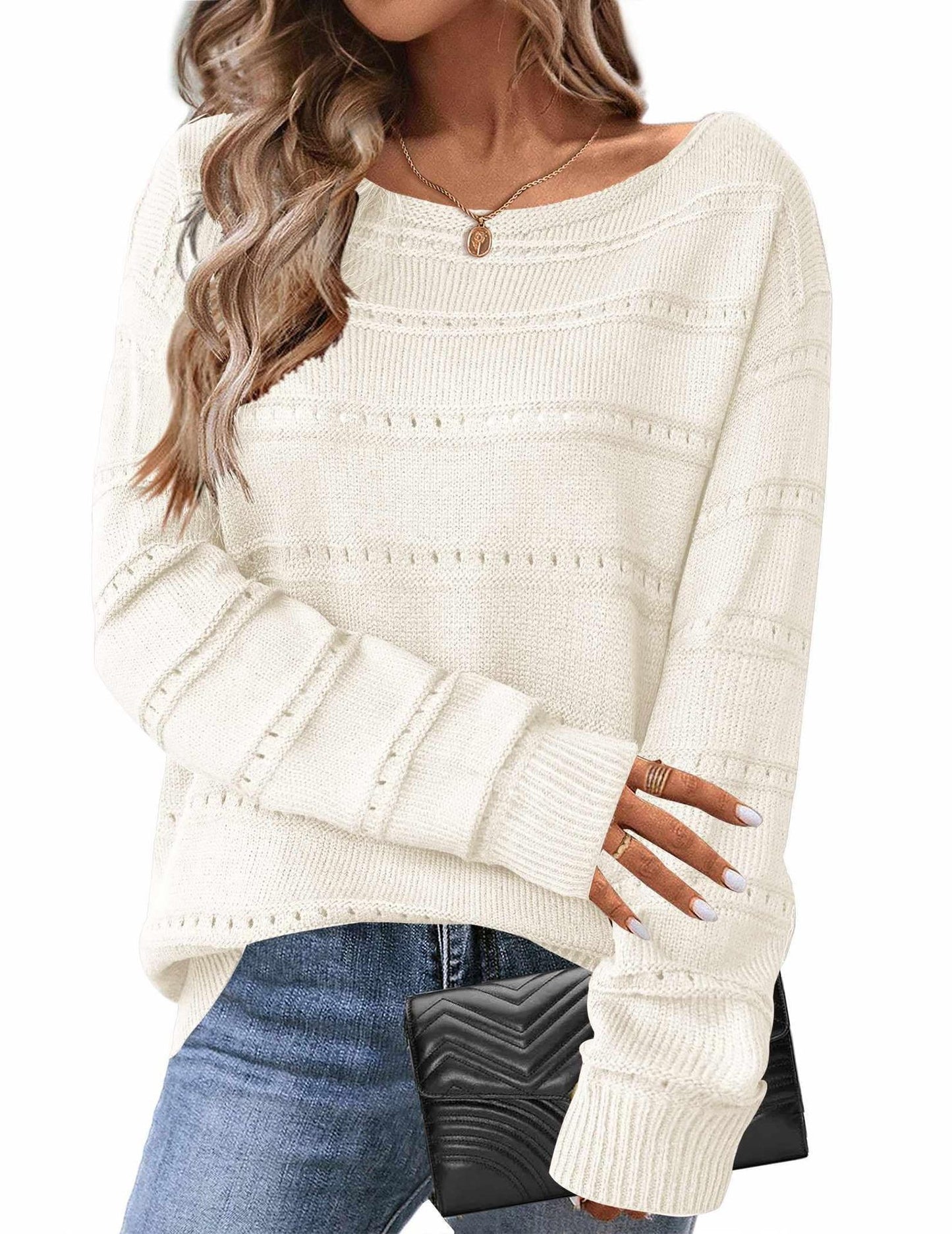 Casual Loose Round Neck Long Sleeve Top