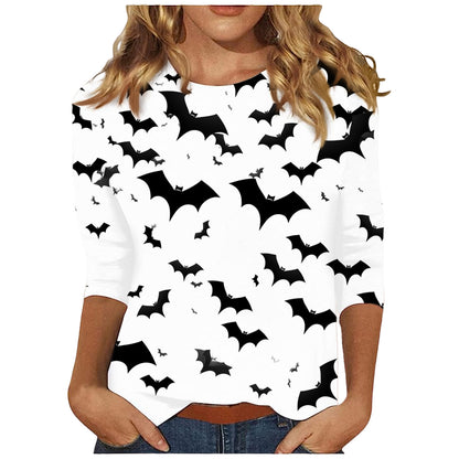 Halloween Themed Round Neck Long Sleeve T-Shirt