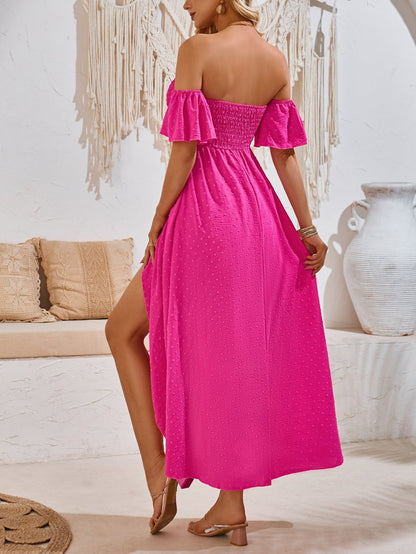 Sexy Off-shoulder Slit Midi Dress