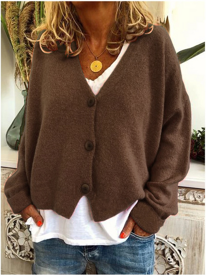 Casual Plain Long Sleeve Sweater