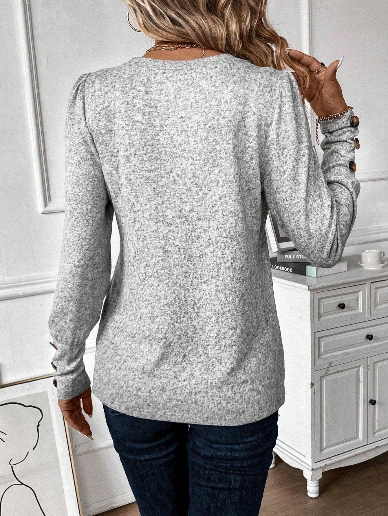 Round Neck Long Sleeve Clinch Loose Sweater