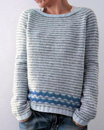 Round Neck Multicolor Loose Leisure Pullover Knitwear Sweater