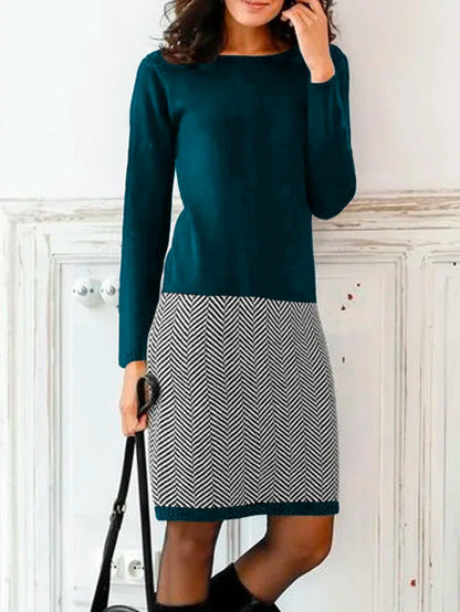 Classic Houndstooth Slim Midi Dress