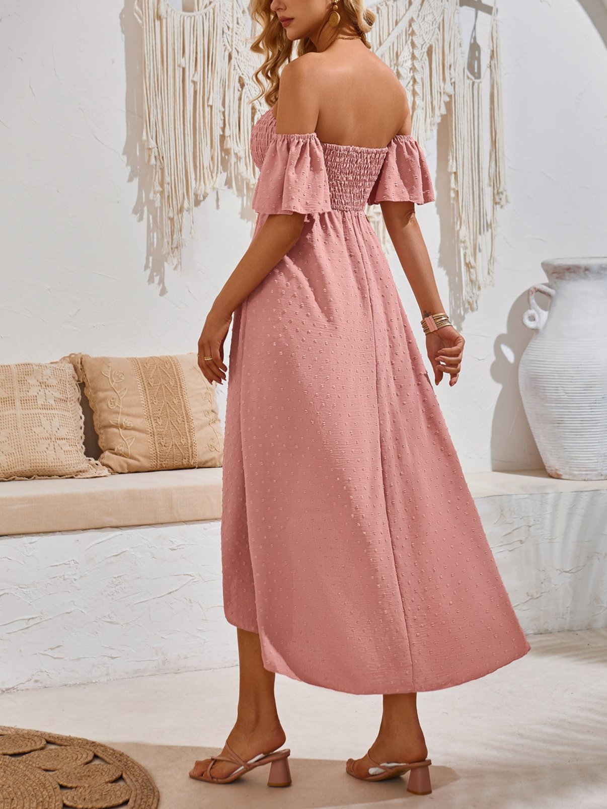 Sexy Off-shoulder Slit Midi Dress