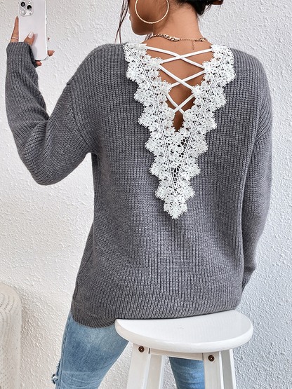 Modern Backless V-Neck Cashmere Sweater