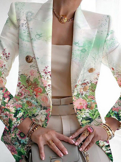 Stylish Printed Buckle Casual Blazer