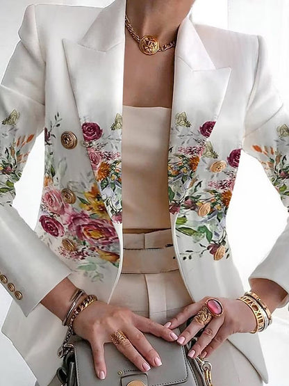 Stylish Printed Buckle Casual Blazer