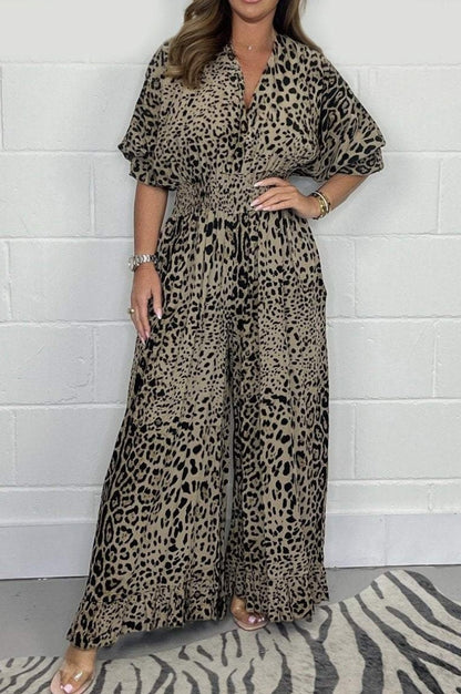 Leopard Print Casual Jumpsuit