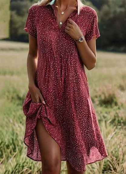 Showy Burgundy Short Sleeve Mini Dress