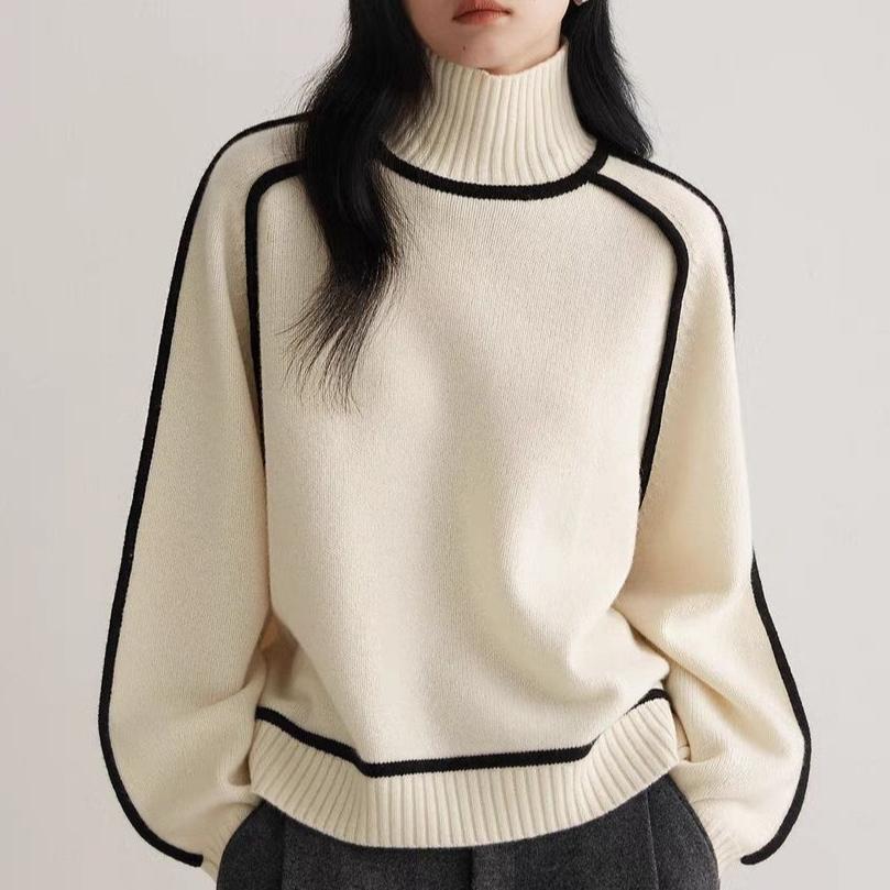 Casual Loose Half Turtleneck Knitted Pullover Sweater