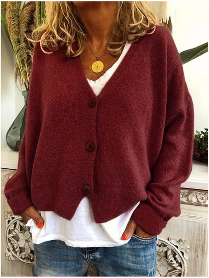 Casual Plain Long Sleeve Sweater