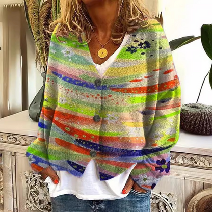 Elegant Printed Long Sleeve Sweater