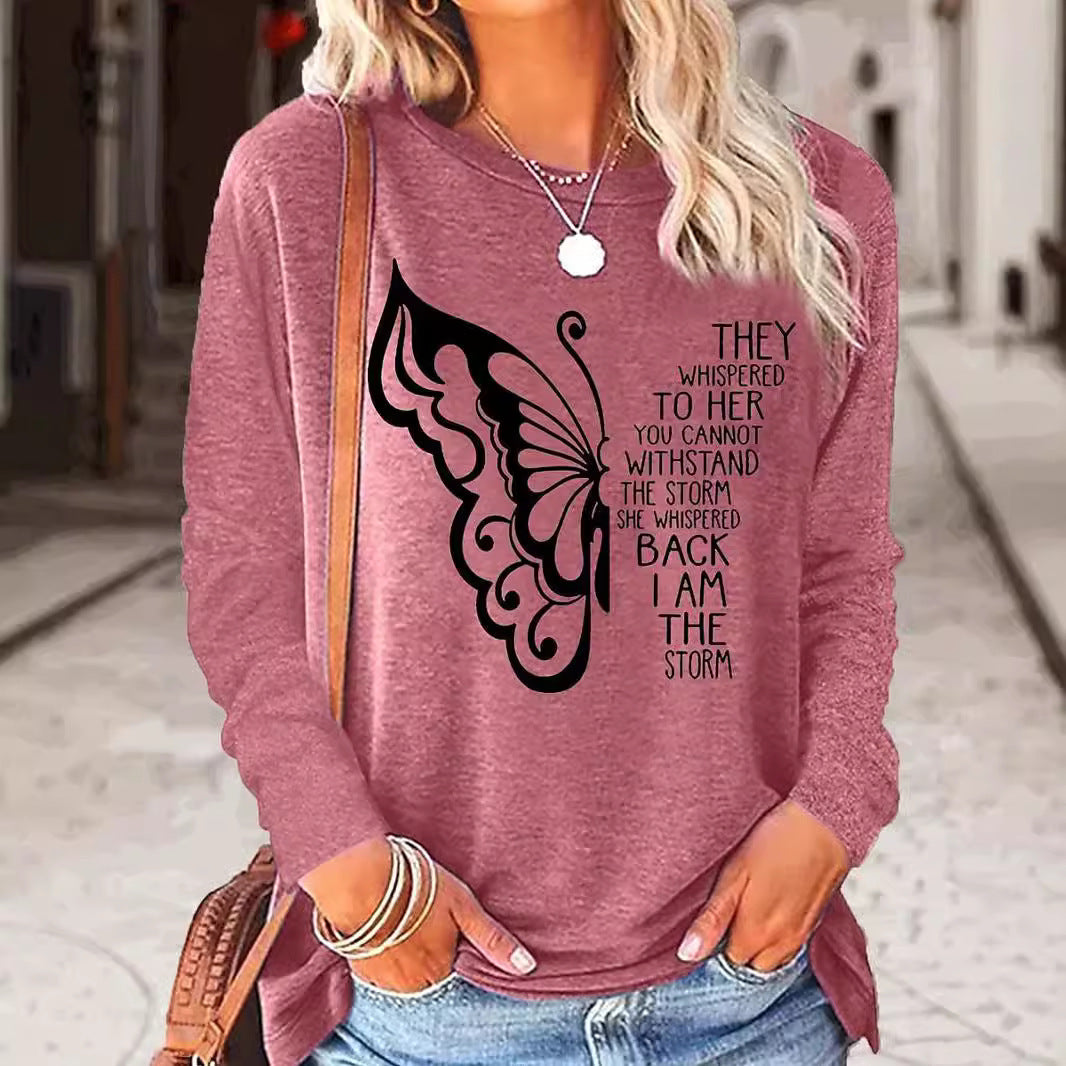 Printed Round Neck Long Sleeve Sweatshirt