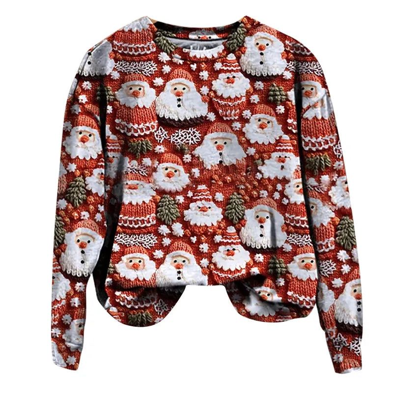 Santa Claus Print Long Sleeve Top