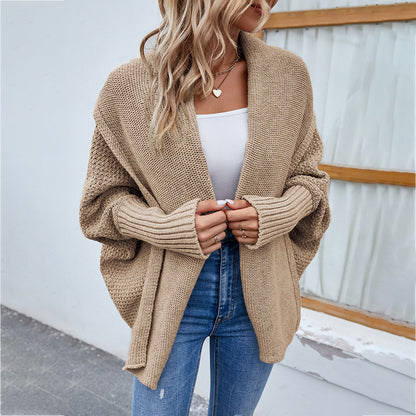 Casual Solid Color Doll Sleeve Sweater Jacket