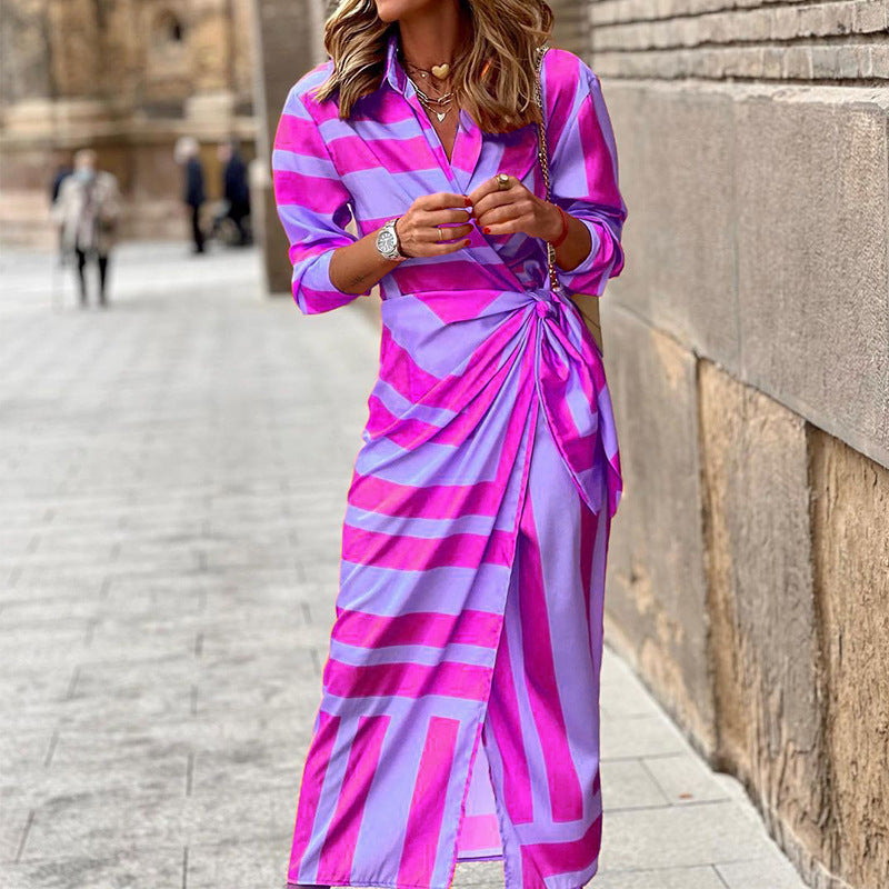 Attractive Multicolor V-Neck Midi Dress