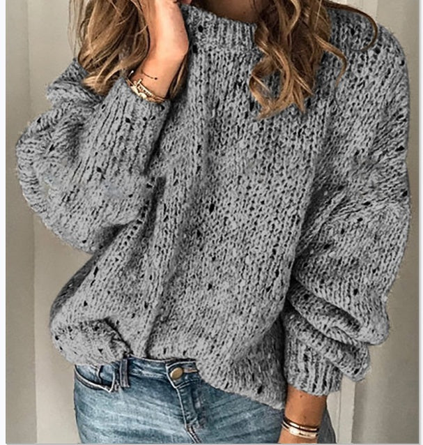 Retro Solid Color Round Neck Multicolor Sweater