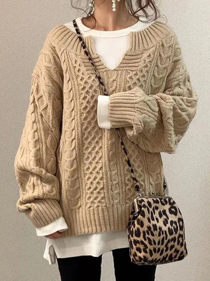 Linen Pattern  Casual Knit Sweater