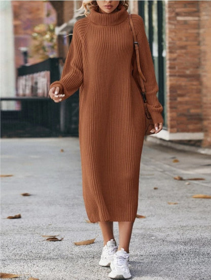 Loose Over Knee Turtleneck Knitting Dress