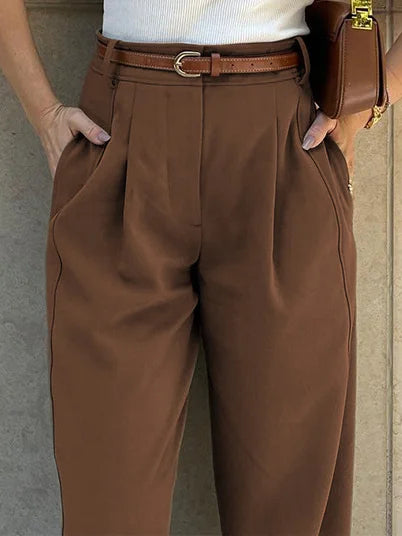 Modern Pleated Plain Carrot Pants