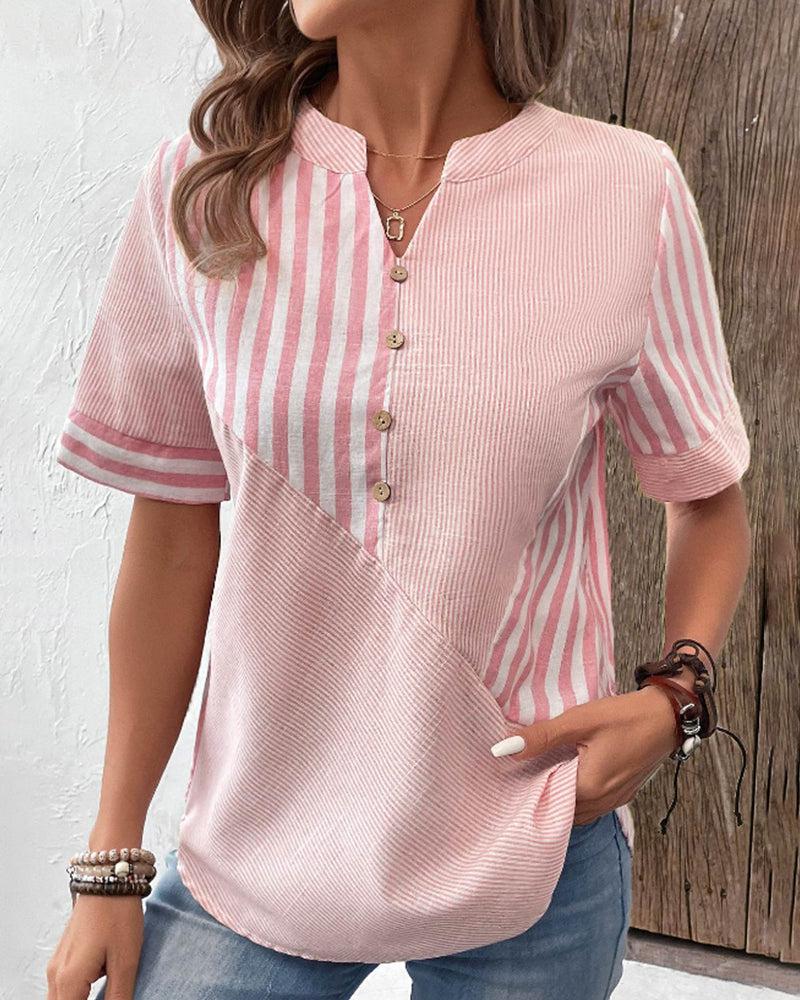 Sweet Short Sleeve Striped Top