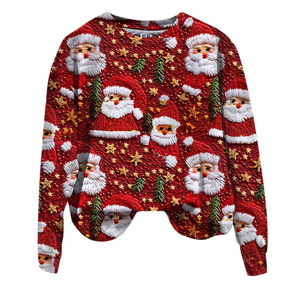 Santa Claus Print Long Sleeve Top