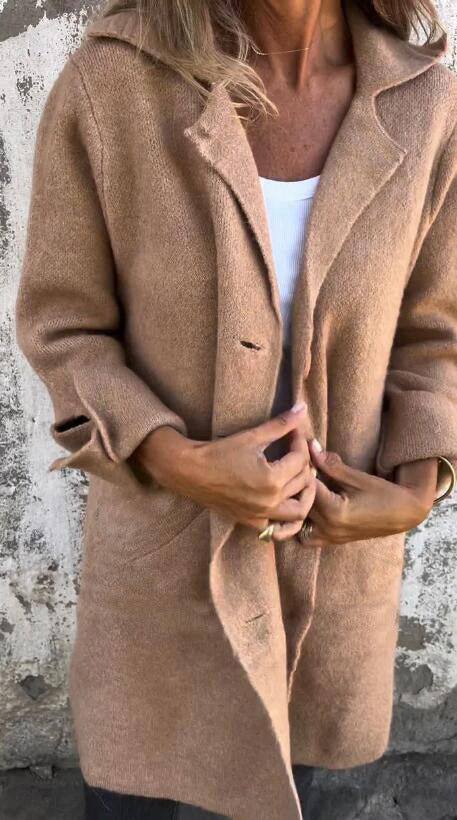 Lapel Single Breasted Mid-Length Coat