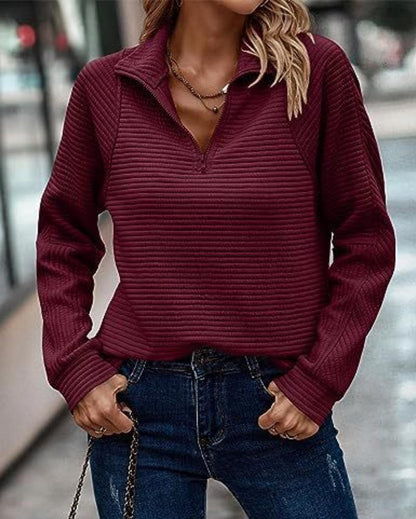 Knitwear Zipper Sports Loose Pullover Top