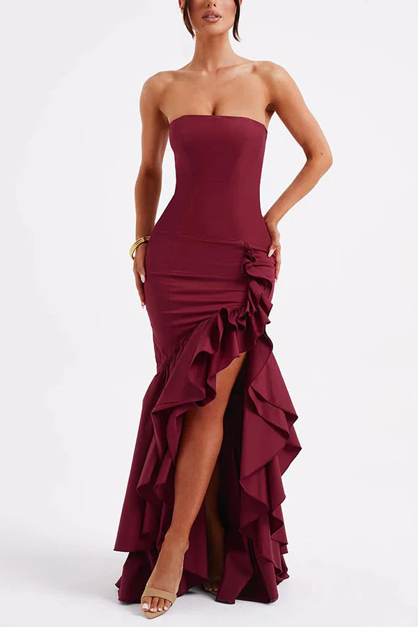 Alluring Off-Shoulder Irregular Hem Maxi Dress