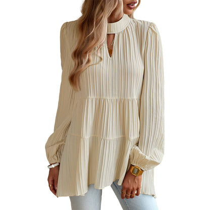 Solid Color Elegant Long Sleeve Top