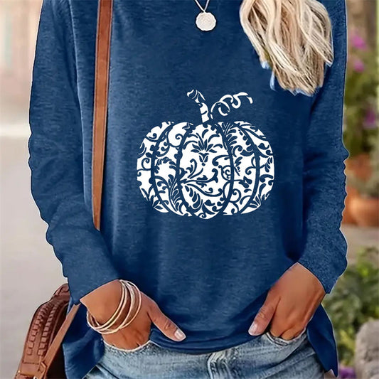 Stylish Printed Round Neck Long Sleeve Shirt