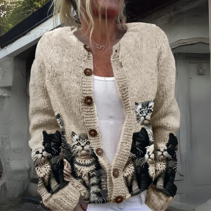 3D Digital Printing Cardigan Knitted Coat