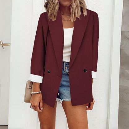 Casual Solid Color Suit Collar Long Sleeve Loose Coat