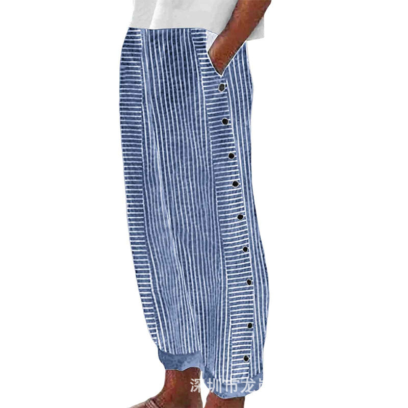 Casual Striped Side Pocket Pants