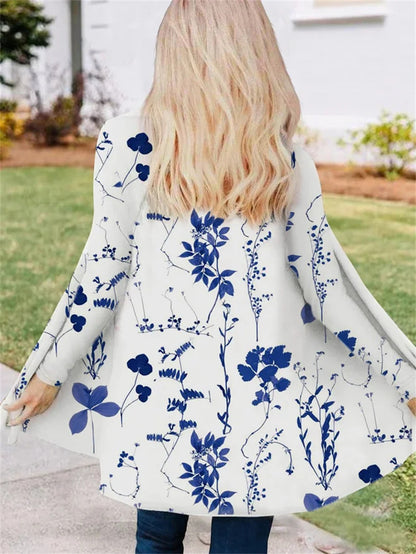 V-Neck Printed Mid-Length Trench Coat