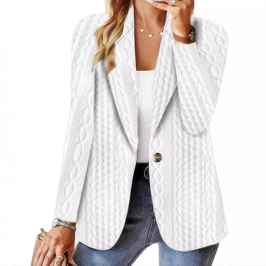 Solid Color One-Button Blazer