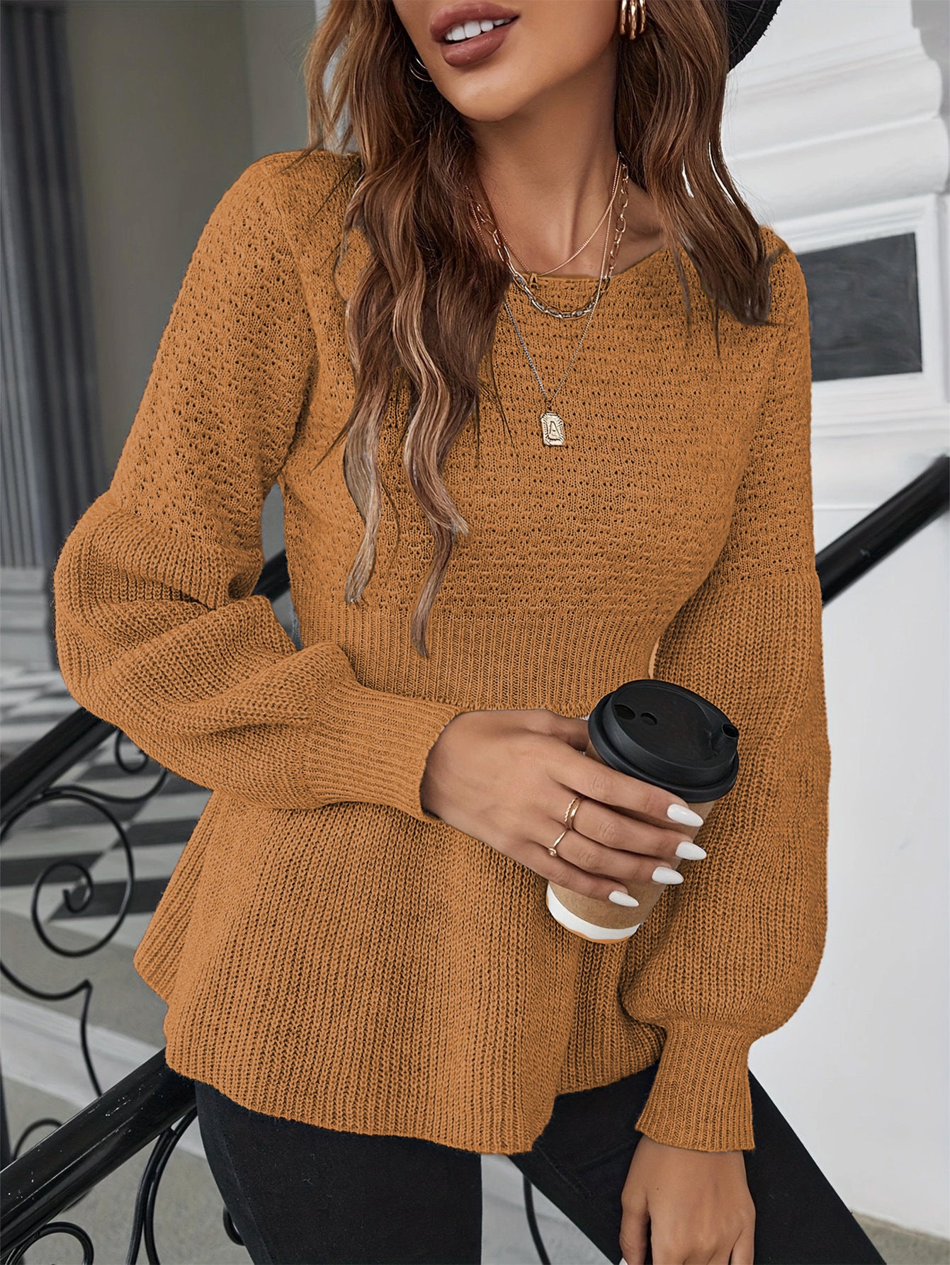 Round Neck Pullover Knitted Sweater