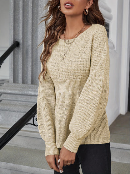 Round Neck Pullover Knitted Sweater