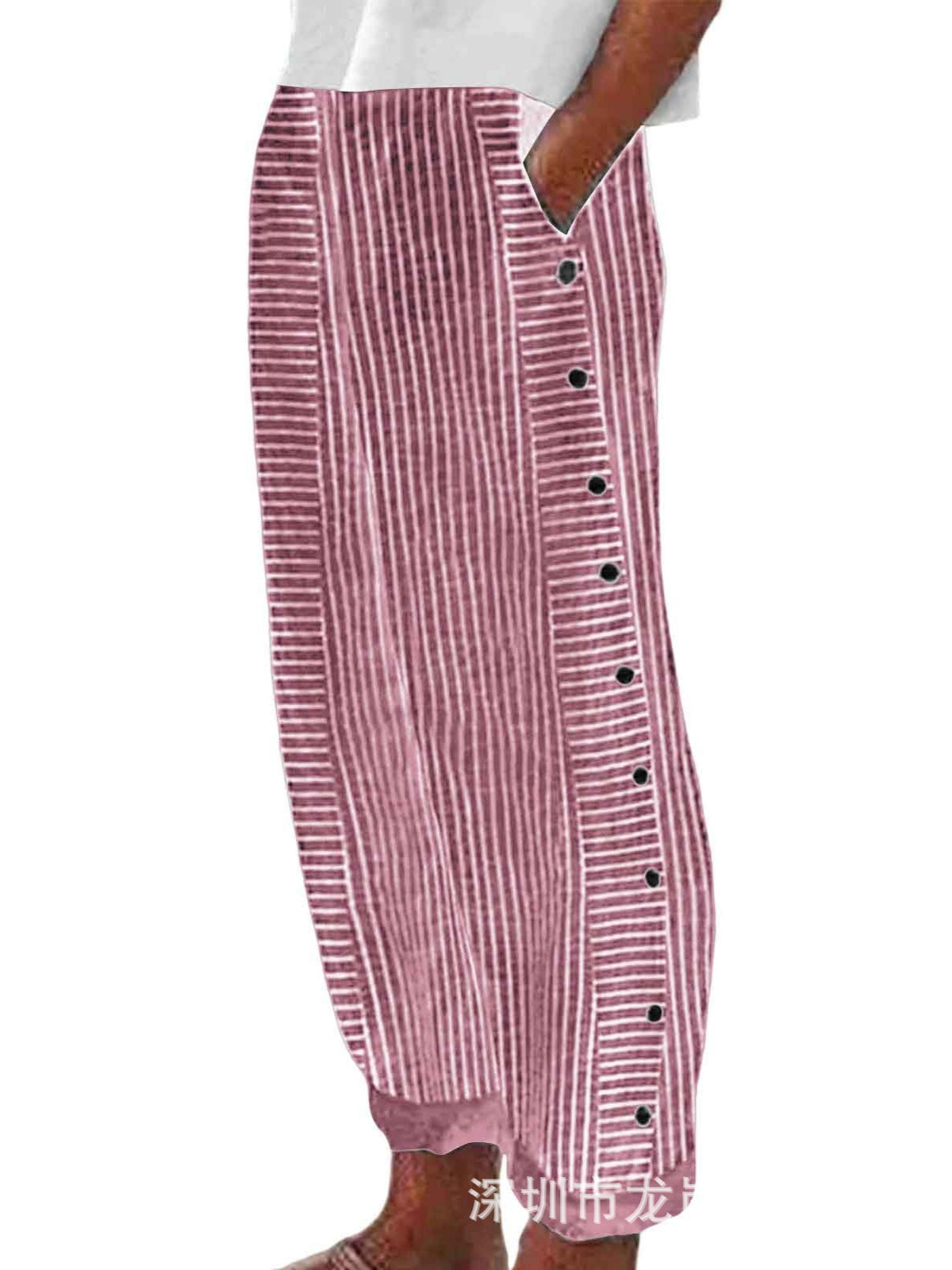 Casual Striped Side Pocket Pants