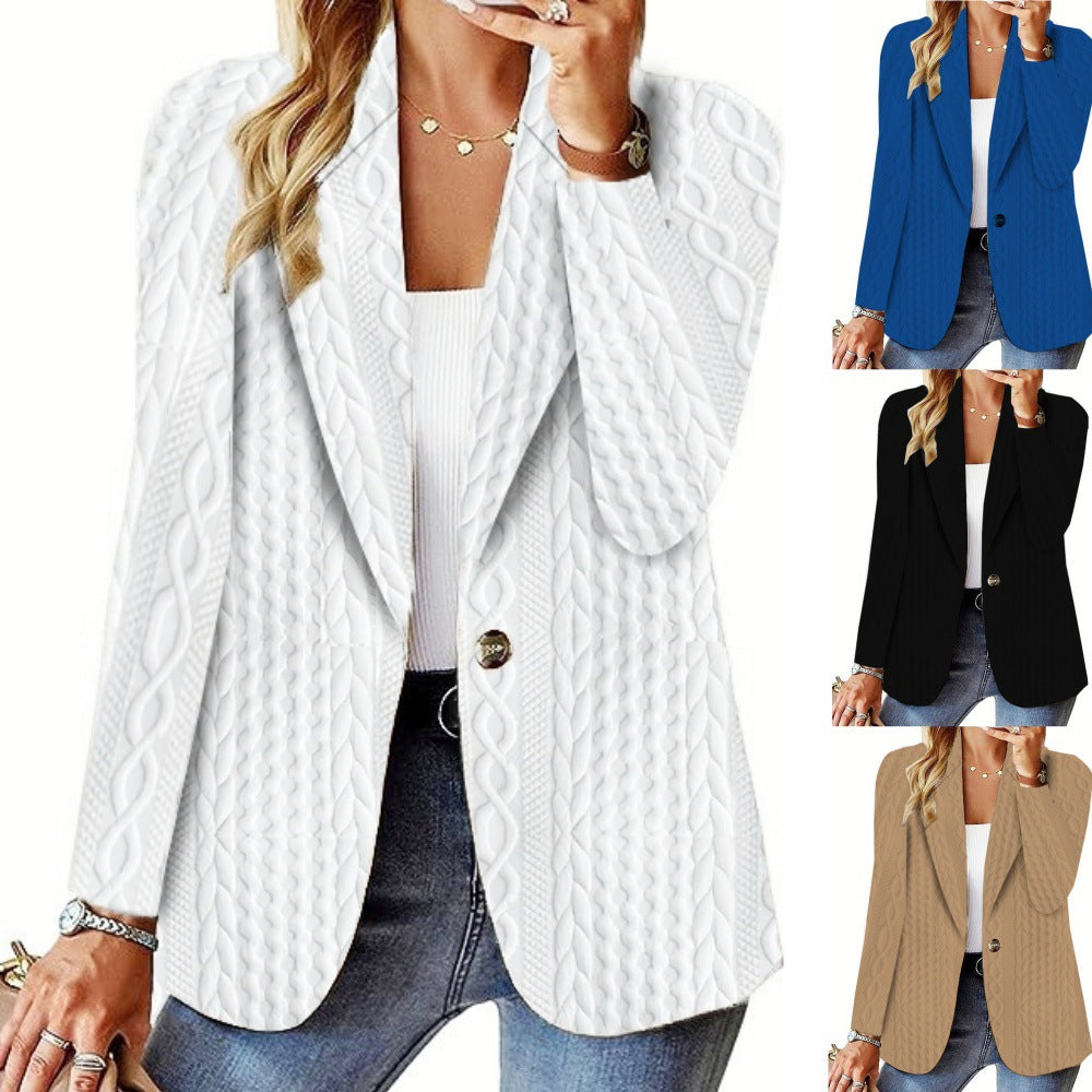 Solid Color One-Button Blazer