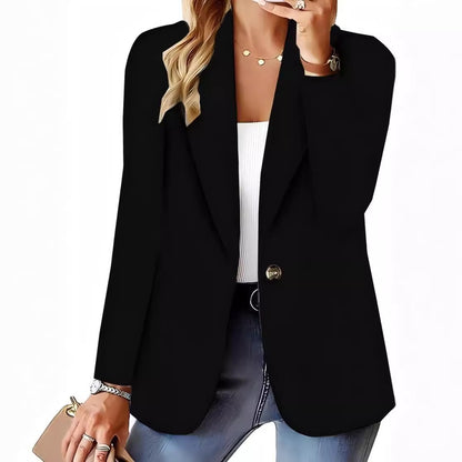 Solid Color One-Button Blazer