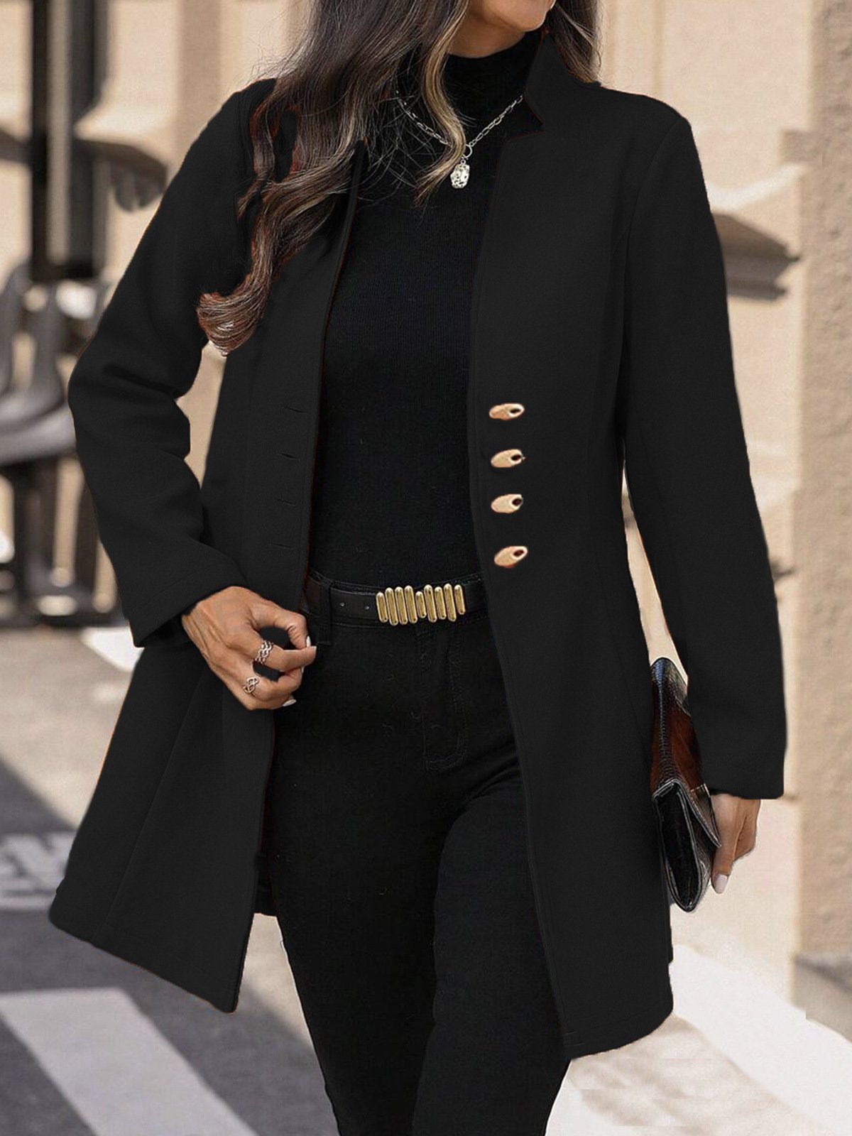 Modern Casual Plain Long Sleeve Coat