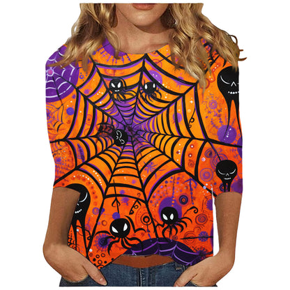 Halloween Themed Round Neck Long Sleeve T-Shirt