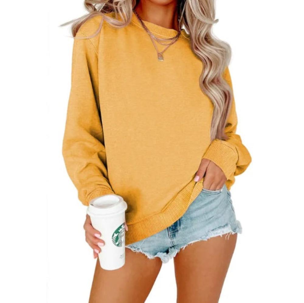 Solid Color Crew Neck Coat Long Sleeve Sweatshirt