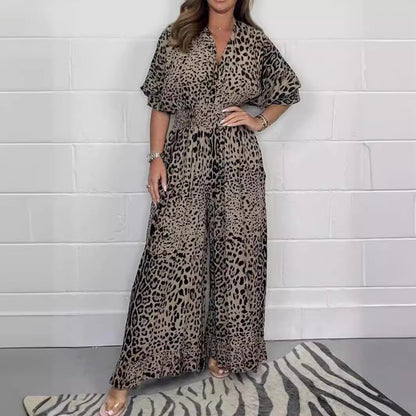 Leopard Print Casual Jumpsuit